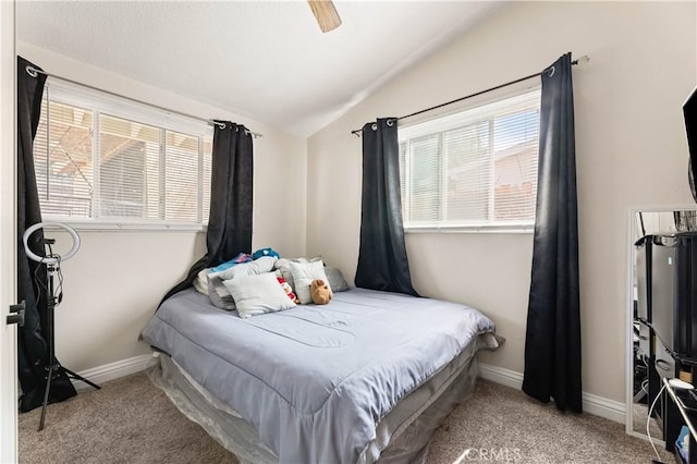 26920 14th St, Highland, CA 92346 - bedroom with vaulted ceiling, carpet flooring, and ceiling fan