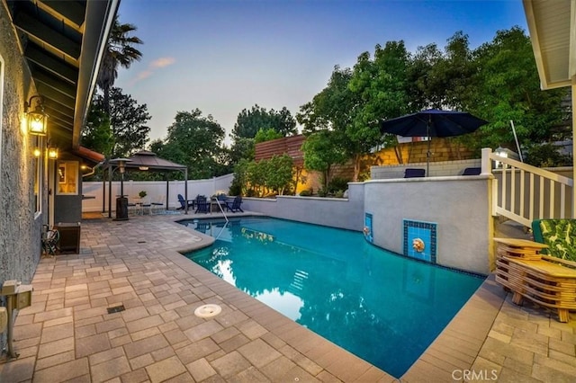 28639 Quaint St, Agoura Hills, CA 91301 - view of swimming pool with a gazebo, a patio area, and a fenced backyard