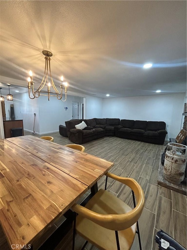 35862 Rabbit Spring Rd, Lucerne Valley, CA 92356 - dining area with wood finish floors and a chandelier