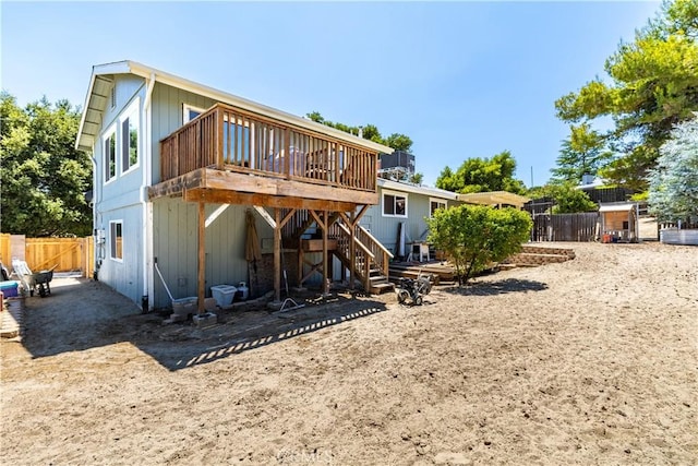 4725 Arena Ave, Atascadero, CA 93422 - back of house with a wooden deck, a patio, and stairs