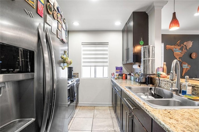 1566 Pine Ave Unit 207A, Long Beach, CA 90813 - kitchen with appliances with stainless steel finishes, light tile patterned flooring, decorative light fixtures, and recessed lighting
