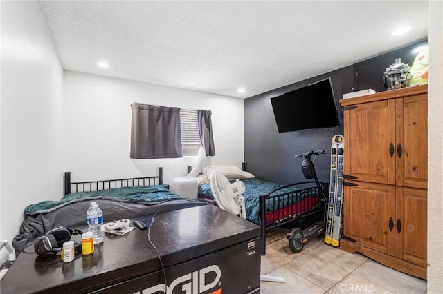1566 Pine Ave Unit 207A, Long Beach, CA 90813 - bedroom with a textured ceiling, light tile patterned flooring, and recessed lighting