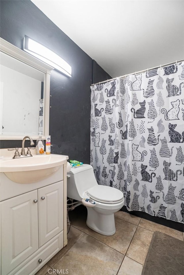 1566 Pine Ave Unit 207A, Long Beach, CA 90813 - bathroom with vanity, tile patterned floors, and a shower with curtain