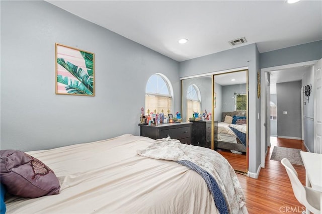 14343 Marilla Ave, Norwalk, CA 90650 - bedroom with a closet, wood finished floors, and recessed lighting