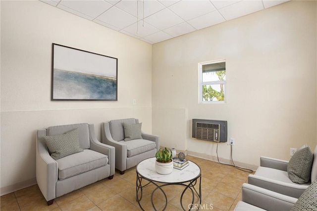 1835 Hilltop Dr, Colton, CA 92324 - living area featuring an AC wall unit and light tile patterned floors