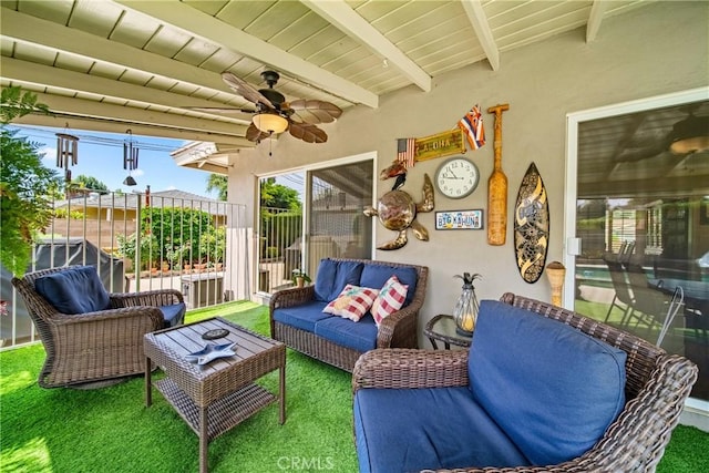 416 N Westridge Ave, Glendora, CA 91741 - view of patio / terrace featuring a ceiling fan and an outdoor living space