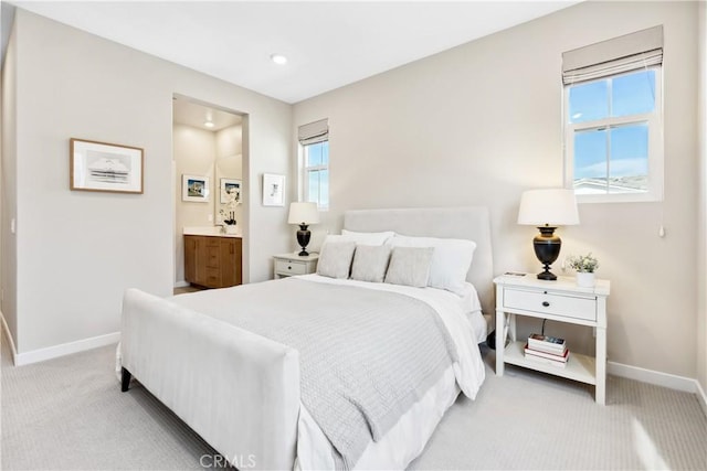 780 Stirrup, Rancho Mission Viejo, CA 92694 - bedroom with light carpet, recessed lighting, and connected bathroom