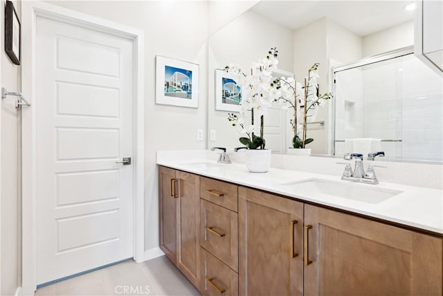 780 Stirrup, Rancho Mission Viejo, CA 92694 - full bath with double vanity, tile patterned floors, and a tile shower