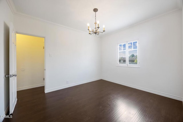 1430 Pepper Dr, Pasadena, CA 91104 - empty room with a chandelier, ornamental molding, and dark wood finished floors
