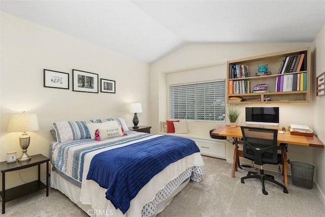 45620 Hopactong St, Temecula, CA 92592 - bedroom featuring carpet, vaulted ceiling, and an office area
