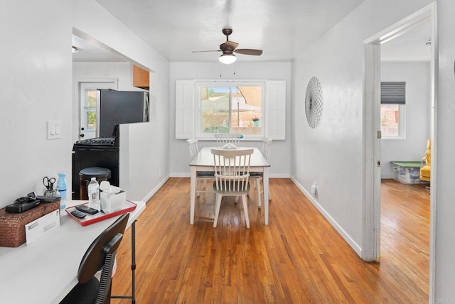 2842 E 18th St, National City, CA 91950 - dining area featuring a ceiling fan and light wood-type flooring