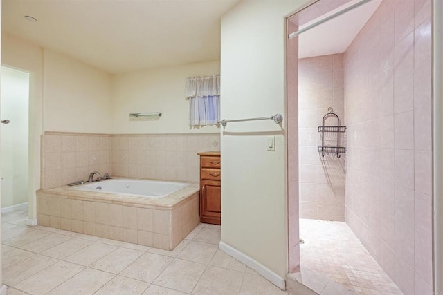 2814 Helix St, Spring Valley, CA 91977 - bathroom featuring tile patterned flooring, a bath, vanity, and tiled shower