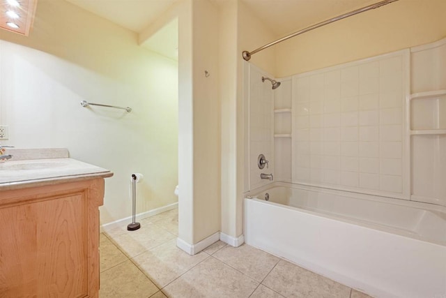 2814 Helix St, Spring Valley, CA 91977 - bathroom with washtub / shower combination, vanity, and tile patterned floors