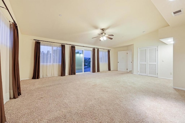 2814 Helix St, Spring Valley, CA 91977 - empty room featuring a ceiling fan, carpet floors, and vaulted ceiling