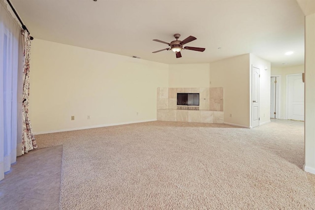 2814 Helix St, Spring Valley, CA 91977 - unfurnished living room with a ceiling fan, carpet floors, and a fireplace