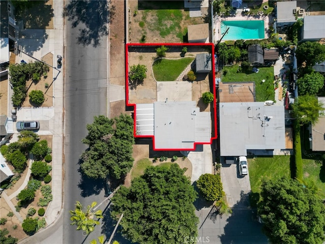 3604 Cortez St, Riverside, CA 92504 - aerial view of property's location featuring a pool area and property boundaries highlighted