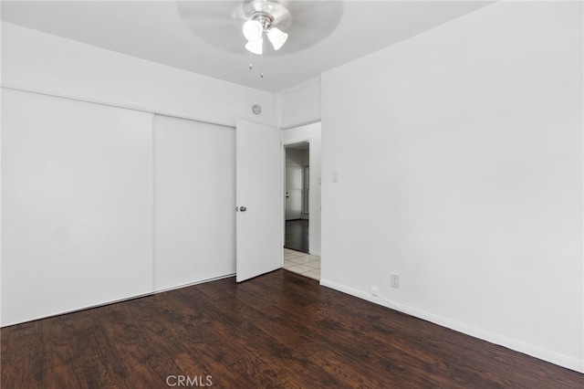 3604 Cortez St, Riverside, CA 92504 - unfurnished bedroom with wood finished floors, a closet, and ceiling fan