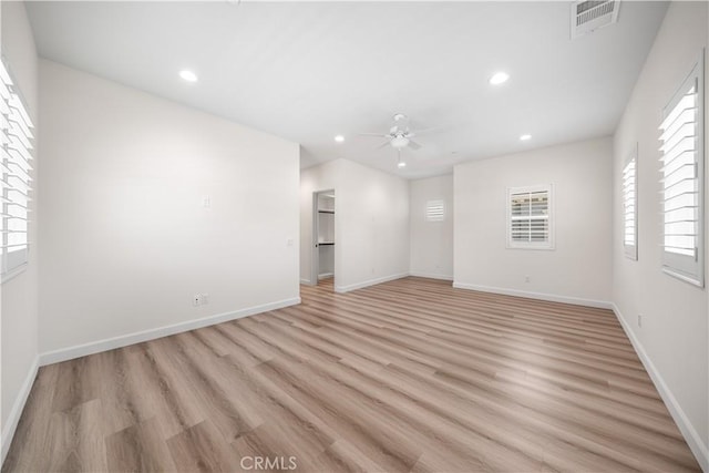 1379 Point Loma Pl, Walnut, CA 91789 - empty room featuring light wood finished floors, a ceiling fan, and recessed lighting