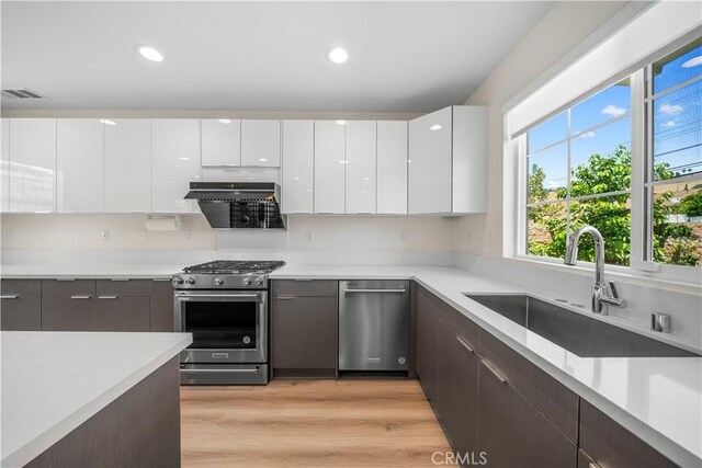 1379 Point Loma Pl, Walnut, CA 91789 - kitchen featuring stainless steel appliances, white cabinetry, modern cabinets, light countertops, and recessed lighting