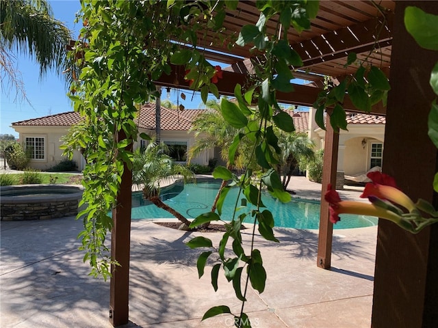 36090 Monte De Oro Rd, Temecula, CA 92592 - swimming pool featuring an in-ground hot tub, a pergola, and a patio