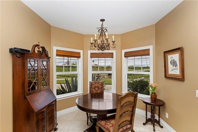 36090 Monte De Oro Rd, Temecula, CA 92592 - dining space featuring a chandelier, plenty of natural light, and light tile patterned flooring