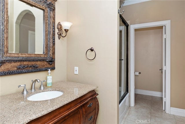 36090 Monte De Oro Rd, Temecula, CA 92592 - full bath featuring vanity, tile patterned floors, and enclosed tub / shower combo
