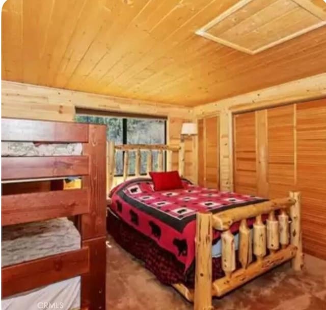 605 Kean Way, Big Bear City, CA 92314 - bedroom with wooden ceiling and wooden walls