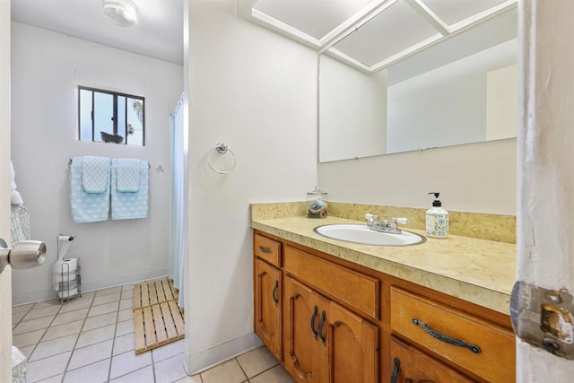 8802 Tyler St, Spring Valley, CA 91977 - bathroom featuring tile patterned flooring, vanity, and a shower with curtain