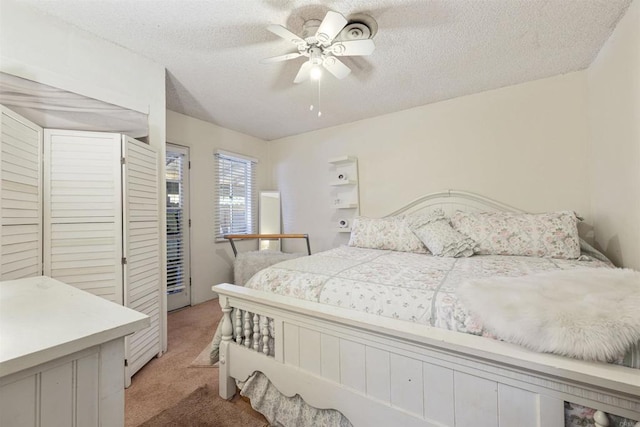 8802 Tyler St, Spring Valley, CA 91977 - bedroom featuring light carpet, a textured ceiling, and a ceiling fan