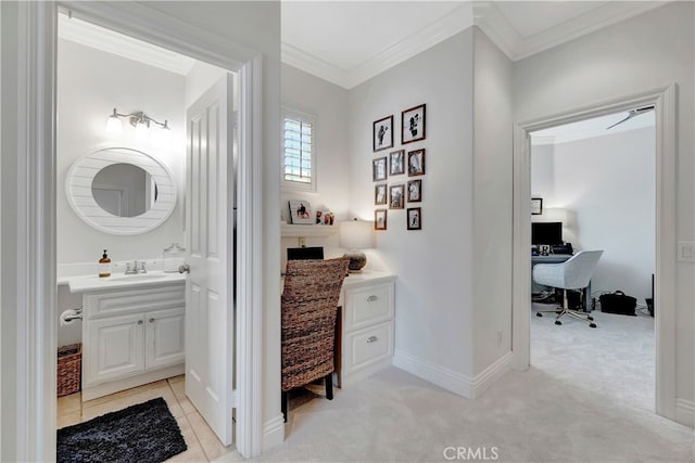 6 Camino Celeste, San Clemente, CA 92673 - bathroom with vanity and ornamental molding