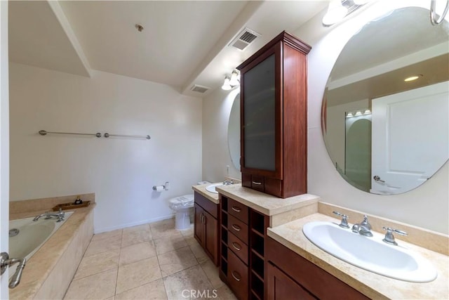 4568 W 1st St Unit 203, Los Angeles, CA 90004 - full bath with double vanity, a garden tub, and tile patterned flooring