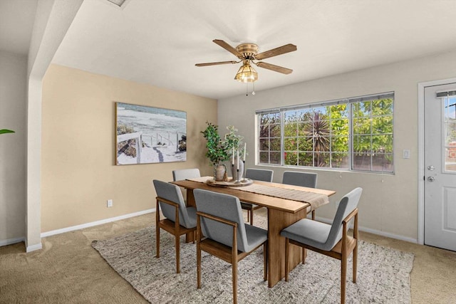 5530 Heidi St, La Mesa, CA 91942 - dining area featuring light colored carpet, healthy amount of natural light, and a ceiling fan