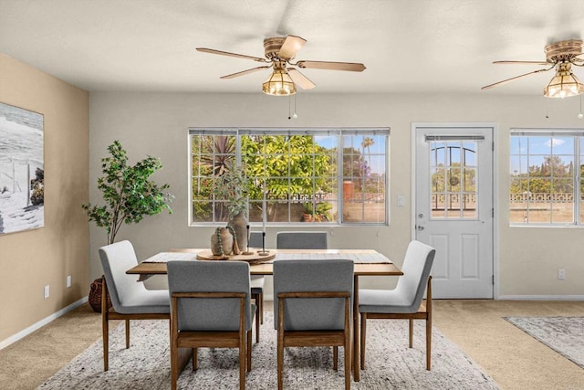 5530 Heidi St, La Mesa, CA 91942 - dining area featuring a ceiling fan and light colored carpet