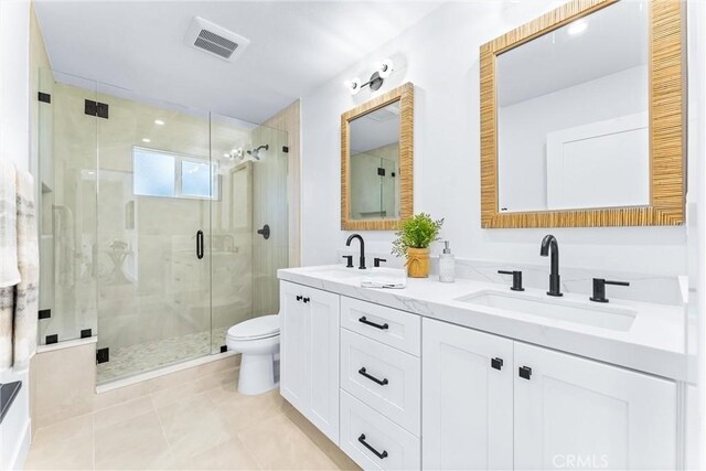 32862 Bluffside Dr, Dana Point, CA 92629 - full bath with a stall shower, double vanity, and tile patterned floors