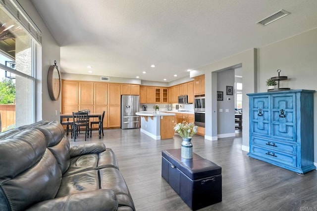 756 River Rock Rd, Chula Vista, CA 91914 - living room featuring dark wood-style floors, healthy amount of natural light, and recessed lighting