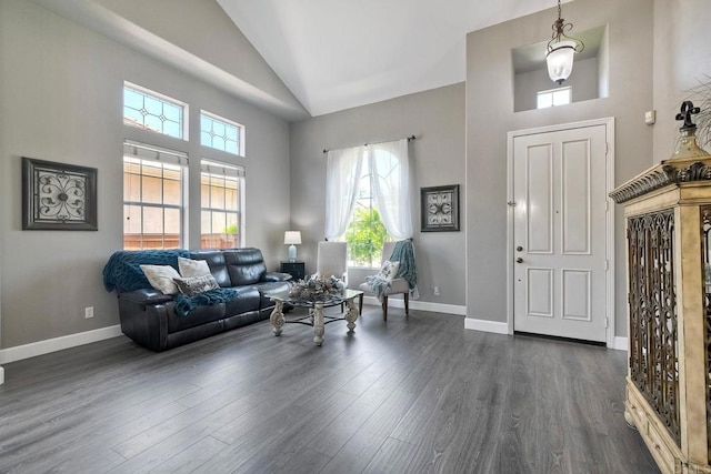 756 River Rock Rd, Chula Vista, CA 91914 - living room with high vaulted ceiling and dark wood-type flooring