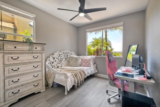 756 River Rock Rd, Chula Vista, CA 91914 - bedroom featuring light wood-style floors, a ceiling fan, and an office area