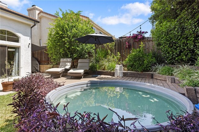 136461/2 Dronfield Ave, Sylmar, CA 91342 - view of swimming pool with a wooden deck