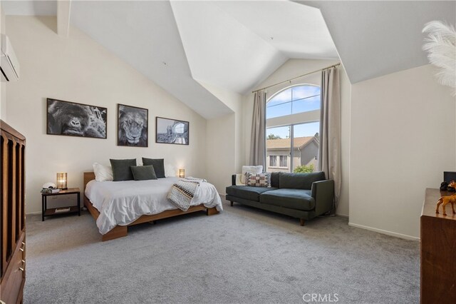 136461/2 Dronfield Ave, Sylmar, CA 91342 - carpeted bedroom featuring high vaulted ceiling and beam ceiling