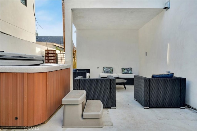 5226 W 20th St, Los Angeles, CA 90016 - view of patio featuring outdoor lounge area and a hot tub