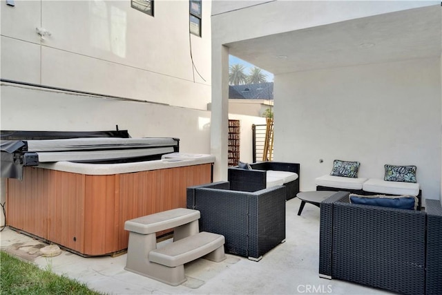 5226 W 20th St, Los Angeles, CA 90016 - view of patio with a hot tub and outdoor lounge area