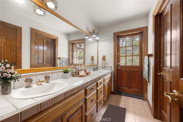 7580 E Martella Ln, Anaheim Hills, CA 92808 - full bath featuring double vanity and tile patterned floors