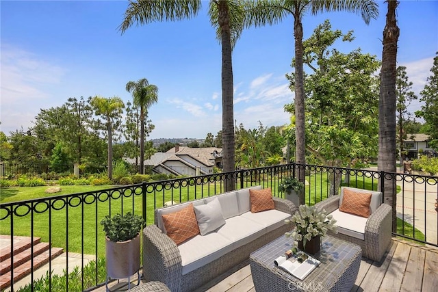 7580 E Martella Ln, Anaheim Hills, CA 92808 - deck with outdoor lounge area and a yard