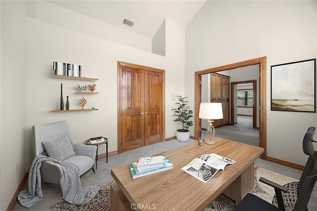 7580 E Martella Ln, Anaheim Hills, CA 92808 - carpeted office featuring baseboards and high vaulted ceiling