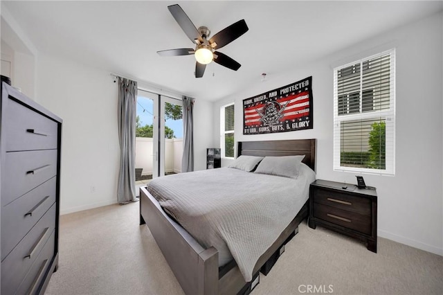 23 Vasto St, Rancho Mission Viejo, CA 92694 - bedroom featuring access to exterior, light carpet, and ceiling fan