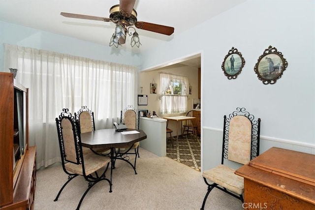 6014 Eckleson St, Lakewood, CA 90713 - dining space featuring a desk, carpet floors, and ceiling fan