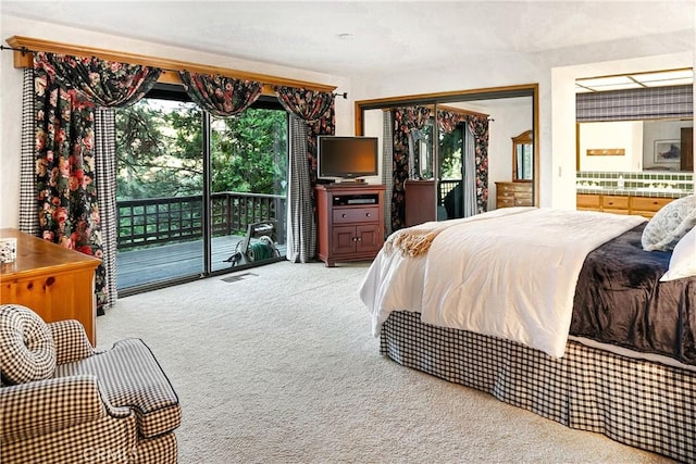 361 Riviera Dr, Lake Arrowhead, CA 92352 - bedroom with access to exterior, carpet flooring, and a closet