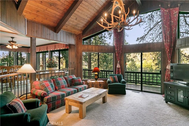 361 Riviera Dr, Lake Arrowhead, CA 92352 - sunroom / solarium featuring a chandelier