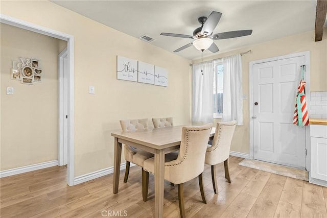 26919 Villa Ave, Highland, CA 92346 - dining area with a ceiling fan and light wood finished floors