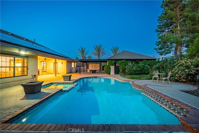5908 Alleppo Ln, Palmdale, CA 93551 - view of swimming pool with a patio area, ceiling fan, and a pool with connected hot tub